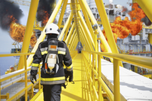 Fire fighter on oil and gas industry, successful firefighter at